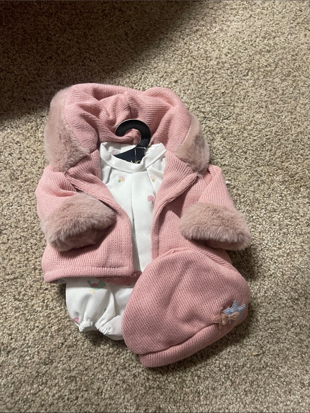 FAO Schwarz Pink Knit Our Generation Girl Dolls Coat with Matching Hat
